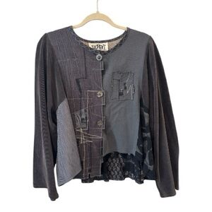Donna Jessica Size 2 Medium Lagenlook Art-To-Wear Patchwork Jacket Cardigan